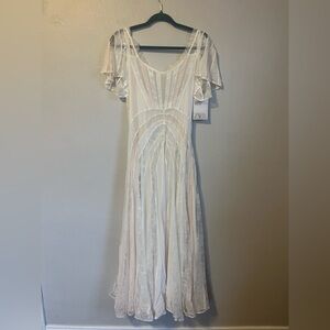 Zara Sheer Lace Dress in Cream and White